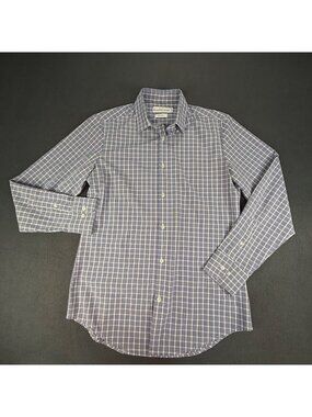 Mizzen + Main Leeward Collection Mens MED Trim Fit Checkered Design Dress Shirt